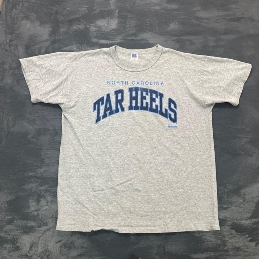 Vintage North Carolina Tar Heels Shirt‎ Mens XL Gray 1980s Russell Athletic